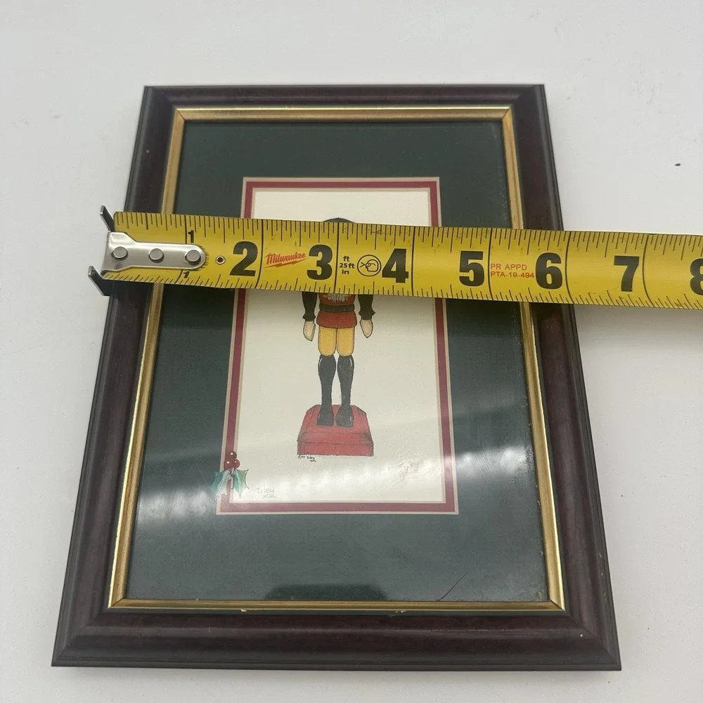 Vintage Framed Christmas Nutcracker Artwork Tiley designs Hand painted 8x6